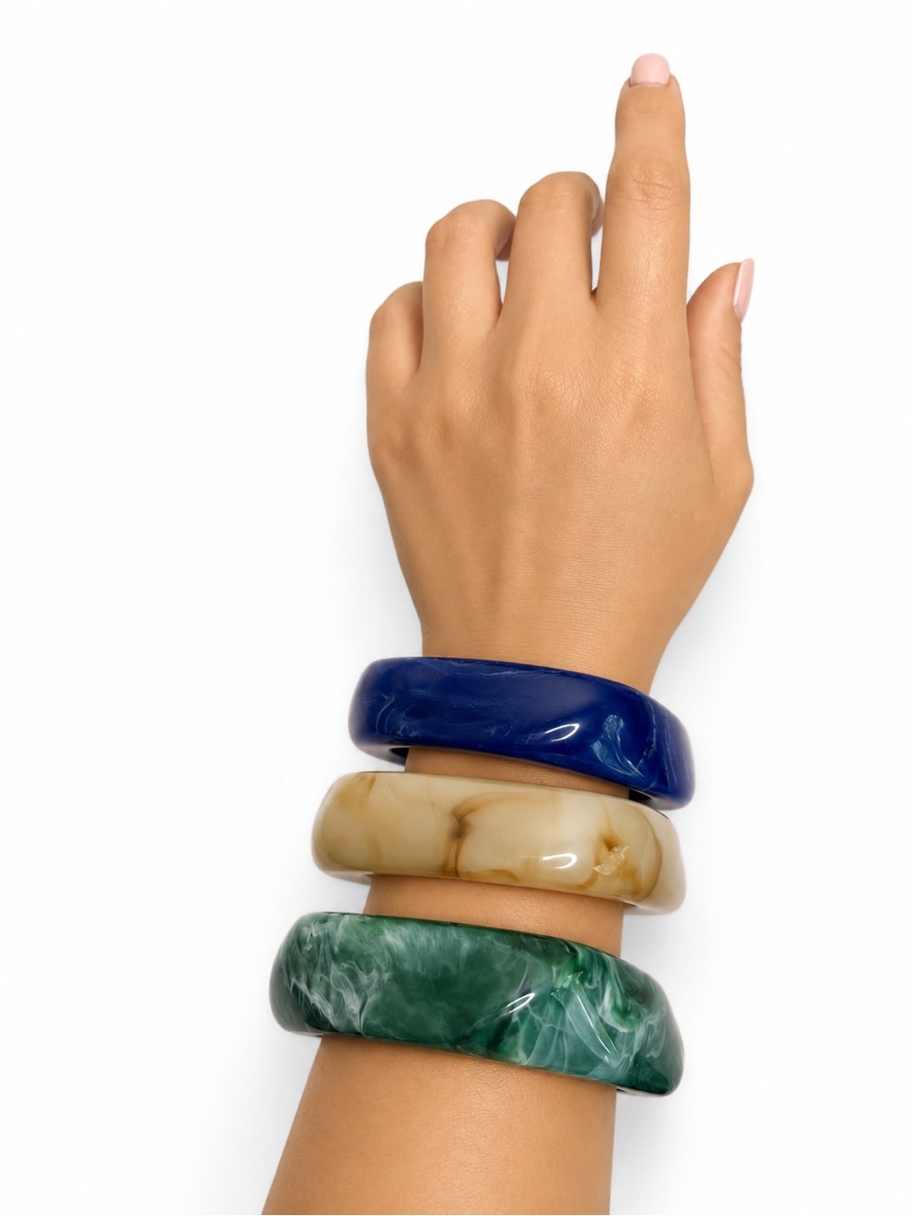 Chunky Marbled Resin Bracelet Set | Retro Acrylic Bangles | Statement Jewelry